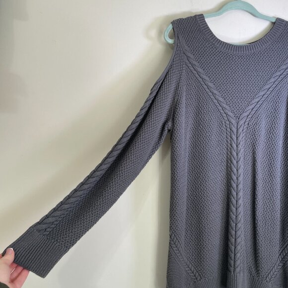 Women's XL Ana Dark Gray Cut Out Shoulder Knit Sweater - Picture 3 of 7